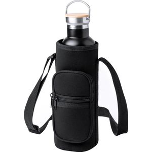 Flessenhouder - Flessendrager - Drinkfleshouder - Met schouderriem - 1,5 liter - Soft shell - Zwart