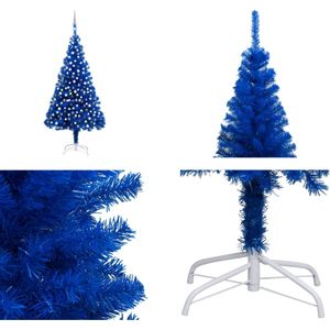 vidaXL Kunstkerstboom met LED's en kerstballen 240 cm PVC blauw - Kunstkerstboom - Kunstkerstbomen - Kerstboom - Kerstdecoratie