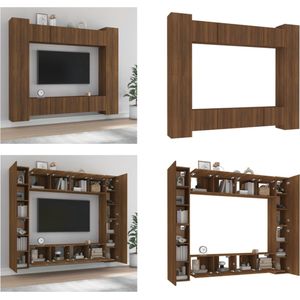 vidaXL 8-delige Tv-meubelset bewerkt hout bruineikenkleurig - Tv-kast - Tv-kasten - Tv-meubel - Hifi-meubel