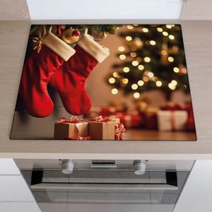 Inductiebeschermer kerstsfeer in huis | 70 x 52 cm | Keukendecoratie | Bescherm mat | Inductie afdekplaat