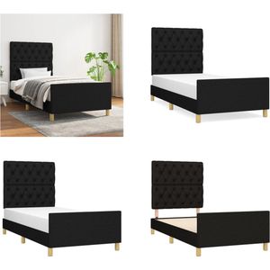 vidaXL Bedframe met hoofdbord stof zwart 80x200 cm - Bedframe Met Hoofdeinde - Bedframes Met Hoofdeindes - Bed - Slaapmeubel