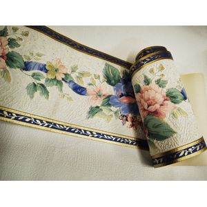 Behangrand blauw goud groen