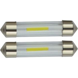 C5W autolamp 2 stuks | LED festoon 41mm | COB xenon wit 6500K | 24 Volt - 2 Watt