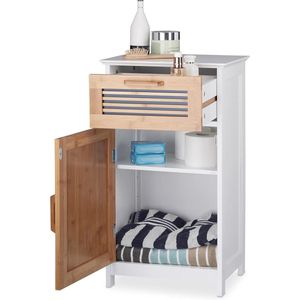 Badkamerkast smal met lade en legplank 70 x 40 x 285 cm - wit
