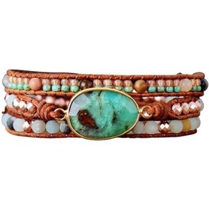 Marama - wikkelarmband Green Jade - dames armband - Jade - 56 cm - cadeautje voor haar