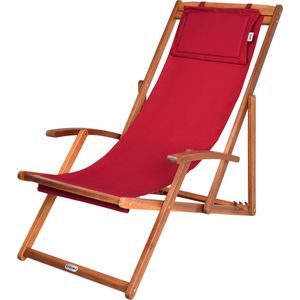 Casaria Ligstoel - Rood - Acaciahout - Opvouwbaar tot 160kg