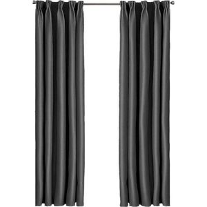 Larson - Luxe effen blackout gordijn - met haken - 1.5m x 2.5m - Donkergrijs