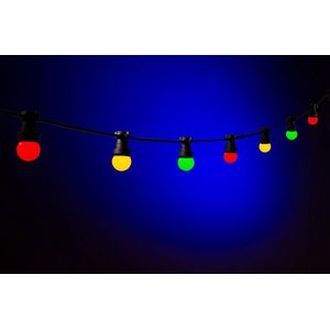Blynx Bolverlichting prikkabel set » Carnavals Verlichting Rood-Geel-Groen · 10 meter · 30 lampen · Zwart snoer