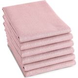 DDDDD - 6x Theedoek - Logo - 60x65 cm - Pastel Roze - Set van 6 stuks