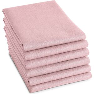 DDDDD - 6x Theedoek - Logo - 60x65 cm - Pastel Roze - Set van 6 stuks