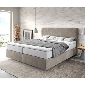 Boxspringbed Dream-Well Microvezel Beige 180x200 cm met TFK Matras en Visco Topper