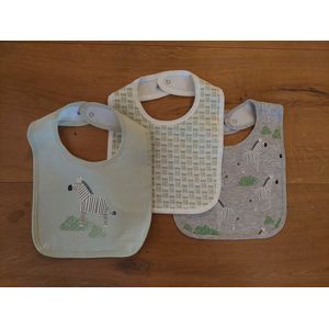 Baby slabbetjes van biologisch katoen met PEVA achterkant, unisex, set van 3 stuks