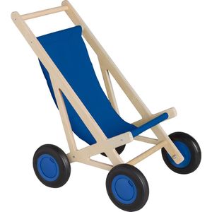 Van Dijk Toys houten poppenwagen / poppenbuggy - Blauw (Kinderopvang kwaliteit)