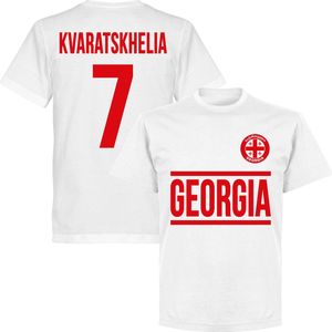 Georgië Kvaratskhelia 7 Team T-Shirt - Wit - L