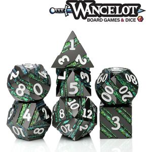 Metal dice - Metalen dobbelsteen - DnD dice - Polydice - Emerald Obsdian - Dice set - Dungeon and Dragons