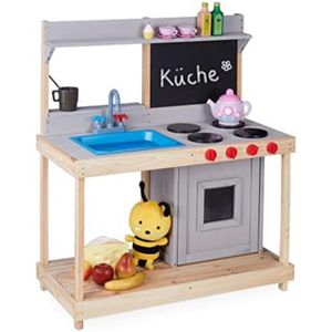 Gratyfied - Buitenkeuken kinderen - Buitenkeuken speelgoed - Speelkeuken tuin - Speelkeuken buiten - 100x87,5x40,5cm - Natuur/Grijs