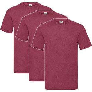 3 Pack Vintage Heather Red Shirts Fruit of the Loom Ronde Hals Maat XXXL (3XL) Valueweight