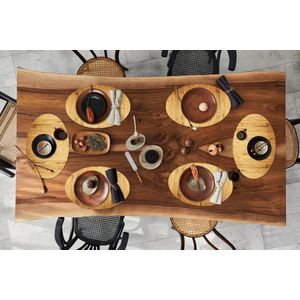 Placemats ovaal - Onderleggers - Ovale placemats - Patronen - Planken - Natuur - 6 stuks