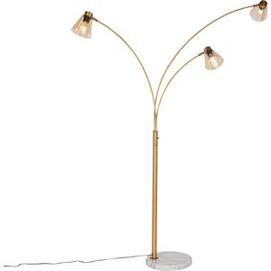 QAZQA nina - Art Deco Booglamp | Vloerlamp | Staande Lamp - 3 lichts - H 200 cm - Brons - Woonkamer | Slaapkamer | Keuken