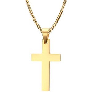 Fako Bijoux® - Ketting - Kruis - Staal - Goudkleurig