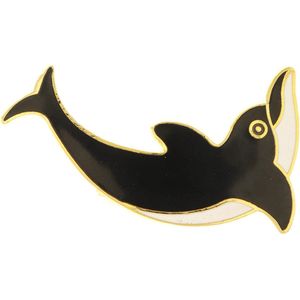 Behave® Broche dolfijn zwart wit emaille