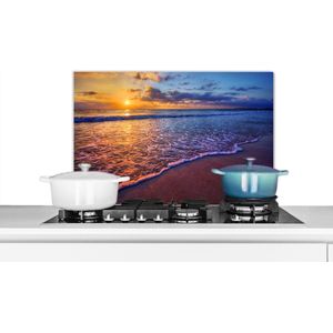 Spatscherm keuken 60x40 cm - Kookplaat achterwand Zee - Strand - Zonsondergang - Wolken - Horizon - Muurbeschermer - Spatwand fornuis - Hoogwaardig aluminium