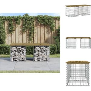 vidaXL Tuinbank - Houten blad - Gegalvaniseerd stalen schanskorfbasis - Compact ontwerp - 103x44x42cm - 110kg draagvermogen - Tuinbank