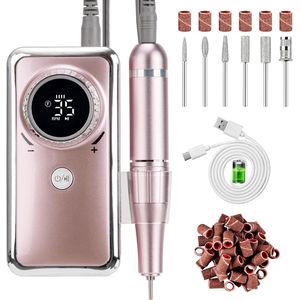 Elektrische Nagelvijl - Manicure- En Pedicureset - 6 Nagelbitjes - 56 Schuurrolletjes - Draagbaar - Oplaadbaar
