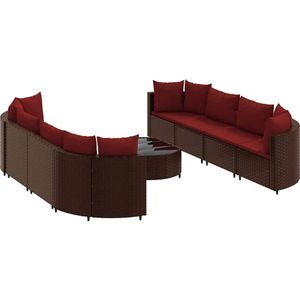 vidaXL Loungeset 9-delig Poly Rattan Bruin Loungeset - Lounge Set - Buitendecoratie - Tuinmeubels - Pe Rattan
