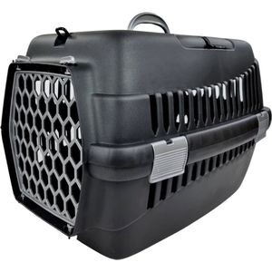 Topmast Reismand Hives - Kunststof Transportmand - Zwart - 46 x 32 x 33 cm - Vervoersbox - Voor Kat en Kleine Hond