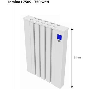 Speksteenradiator;Lamina Electrische radiator met koalitsteen 750 Watt ; Voor ca 6-8 m2 ; Zuinig in Stroomverbruik;zeer comfortabele warmte ; stralingswarmte en confectiewarmte
