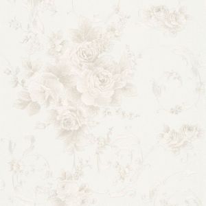 Bloemen behang Profhome 306472-GU vliesbehang licht gestructureerd met bloemen patroon mat grijs bronzen wit 5,33 m2