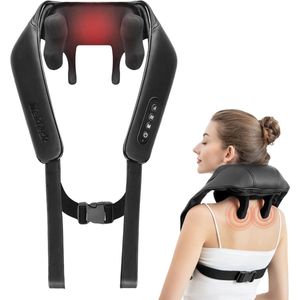Draadloos Nek- en Schoudermassageapparaat met Warmte – 6D Diepteweefsel Shiatsu voor Spierpijn – Perfect voor Thuis, Kantoor en Auto