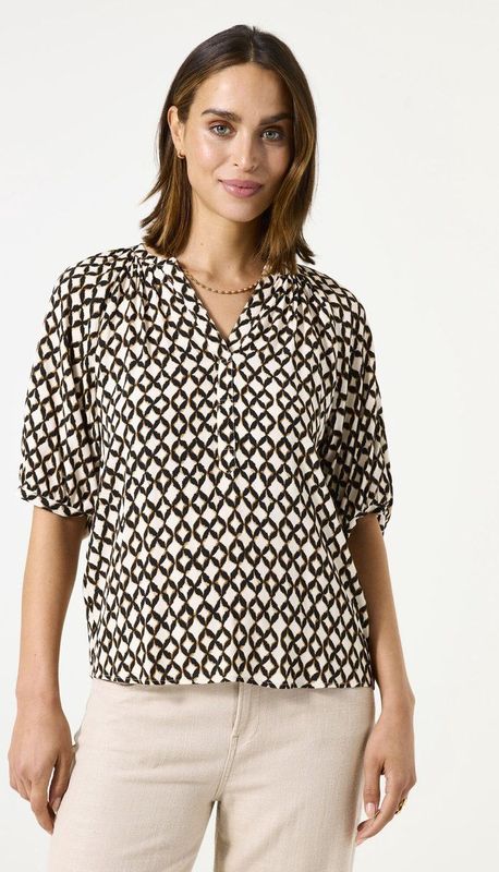 GARCIA Dames All over print Blouse Wit Korte mouw