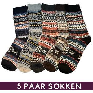 5 paar sokken met Nordic patroon - maat 38-42 - Winter sokken dames/heren - Vintage socks