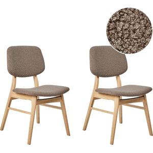 Set van 2 eetkamerstoelen ELLA Hout Lichtbruin/taupe