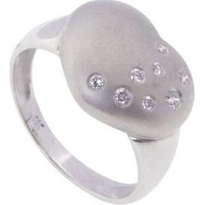 Wit gouden harten ring met diamanten