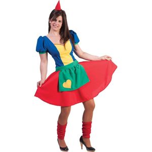 Funny Fashion - Dwerg & Kabouter Kostuum - Kleurige Sprookjesboek Jurk Vrouw - Multicolor - Maat 44-46 - Carnavalskleding - Verkleedkleding