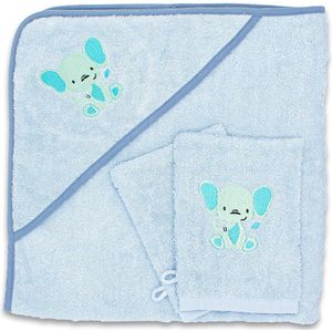 Goodivery ® Babyhanddoek met capuchon in set met 2 washandjes Oeko-Tex Standard 100 gecertificeerd. Baby badhanddoek van zachte badstof. Eerste uitrusting babyhanddoek met capuchon 80 x 80 cm
