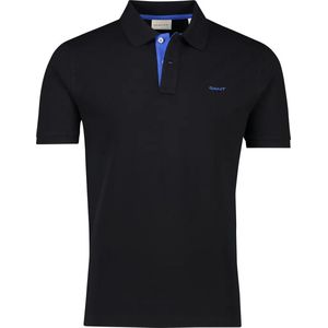 Gant - Heren Polo SS Regular Fit Contrast Pique Rugger Polo - Zwart - Maat L