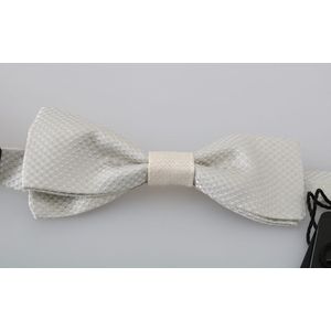 Dolce & Gabbana - Men White Pattern Silk Adjustable Neck Papillon Bow Tie