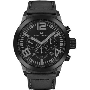 Marc Coblen Chronograaf Horloge voor Dames en Heren - MC42B2 - met Verwisselbare Lunette en Horlogeband - Zwart - 42mm