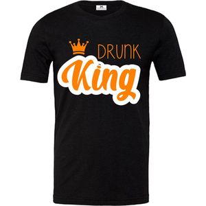Oranje Koningsdag T-Shirt Heren | Oranje Kleding | WK Feestkleding-Drunk King | Maat Xl