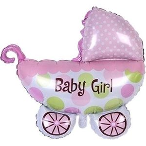 Roze wandelwagen baby girl voor geboorte meisje 35 cm