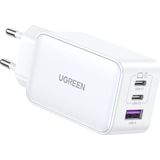 UGREEN Nexode 3-in-1 Snellader GaN 65W met 2x USB-C en 1x USB-A Wit