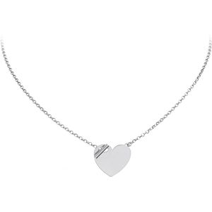 Lovenotes ketting - zilver - gerodineerd - hart - 45 cm