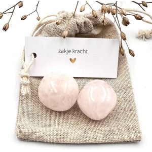 Zakje Kracht - Rozenkwarts gepolijst -edelstenen set-cadeau-liefde-geschenk-geluksbrenger-gift-vriendschap-beterschap-bescherming-steun