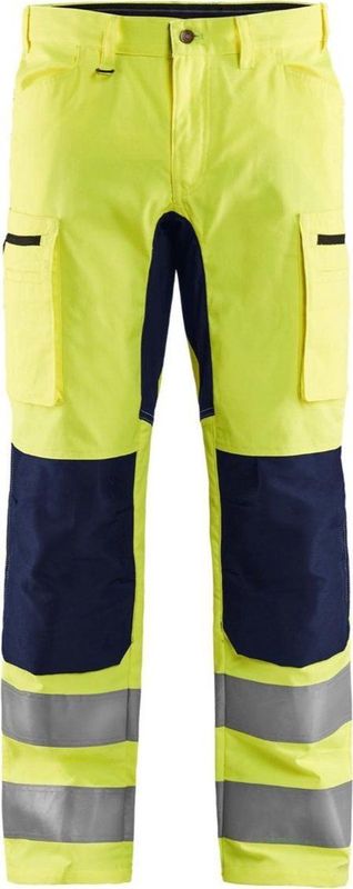 Blaklader 1585 Reflecterende Werkbroek Stretch Geel/Marineblauw