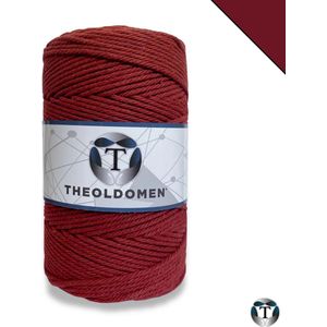 Macramé Koord | Bordeaux Rood | 200 meter | 100% Katoen | Macramé Touw | Macramé | Voor Macramé Plantenhanger | Wandkleed | Dromenvanger | Triple Twist | DIY | Touw | 3mm | TheOldOmen |