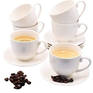 Dubbele espressokopjes/mokka-kopjes, set van 12 stuks, met porselein, 75 ml, koffiekopjes, koffiekopjes, espressokopjes